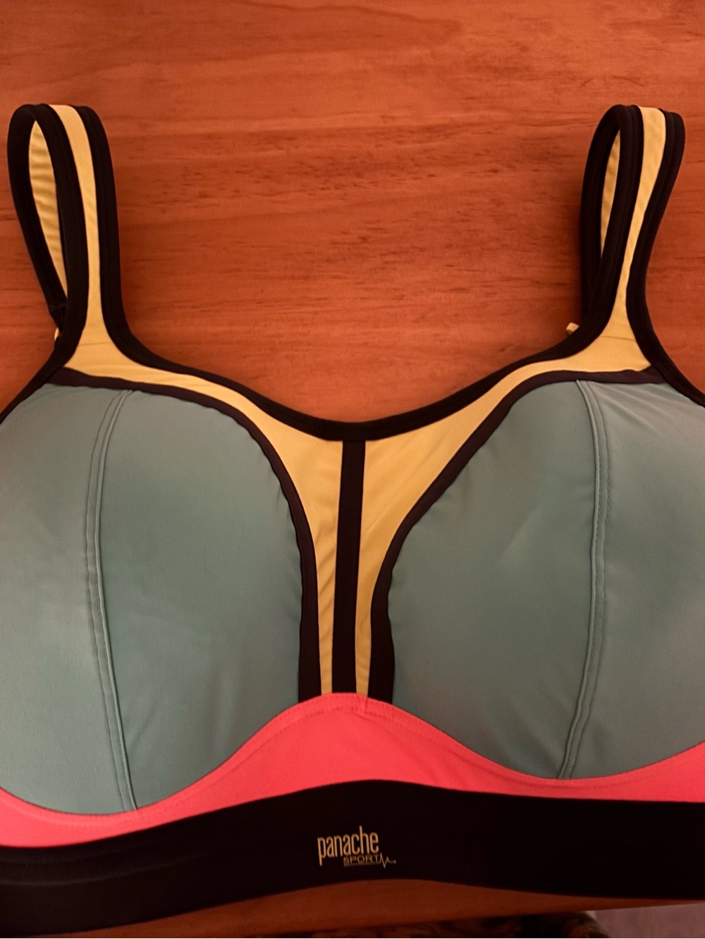 Panache Sports Bra no underwire.  Solid support, colorful, and stylish.